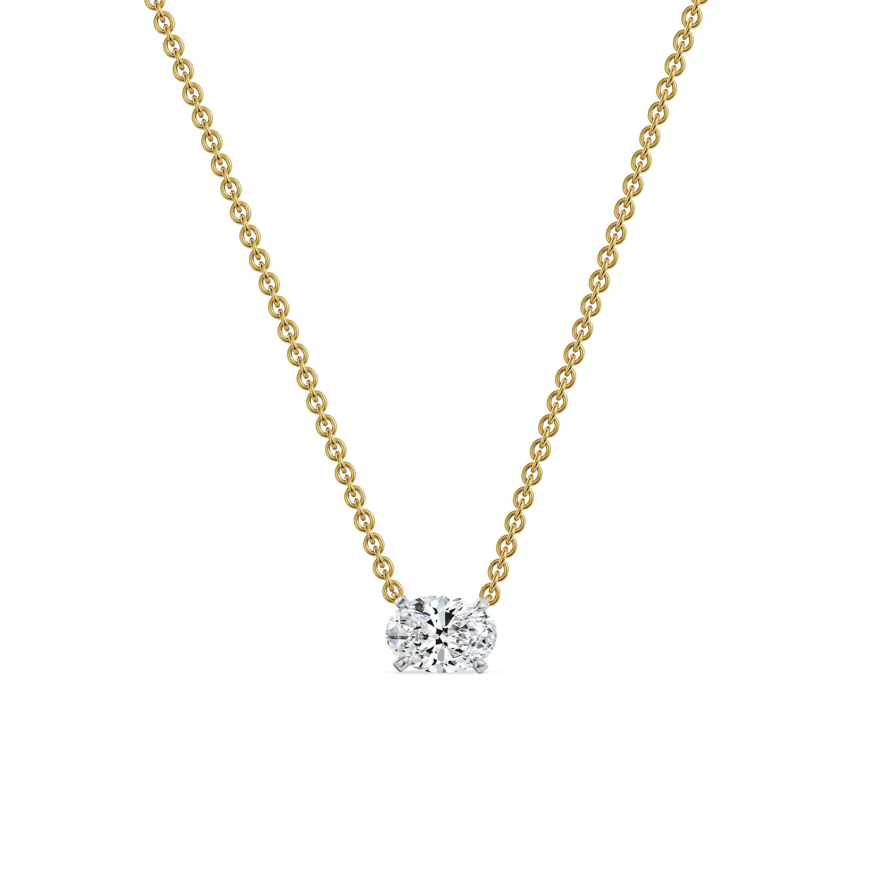 2 CT Oval Lab Grown Diamond Necklace - front view