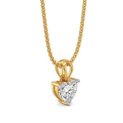 2 CT Heart Lab Grown Diamond Solitaire Pendant - side view