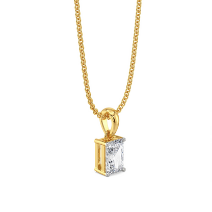 1.5 CT Radiant Lab Grown Diamond Solitaire Pendant - side view