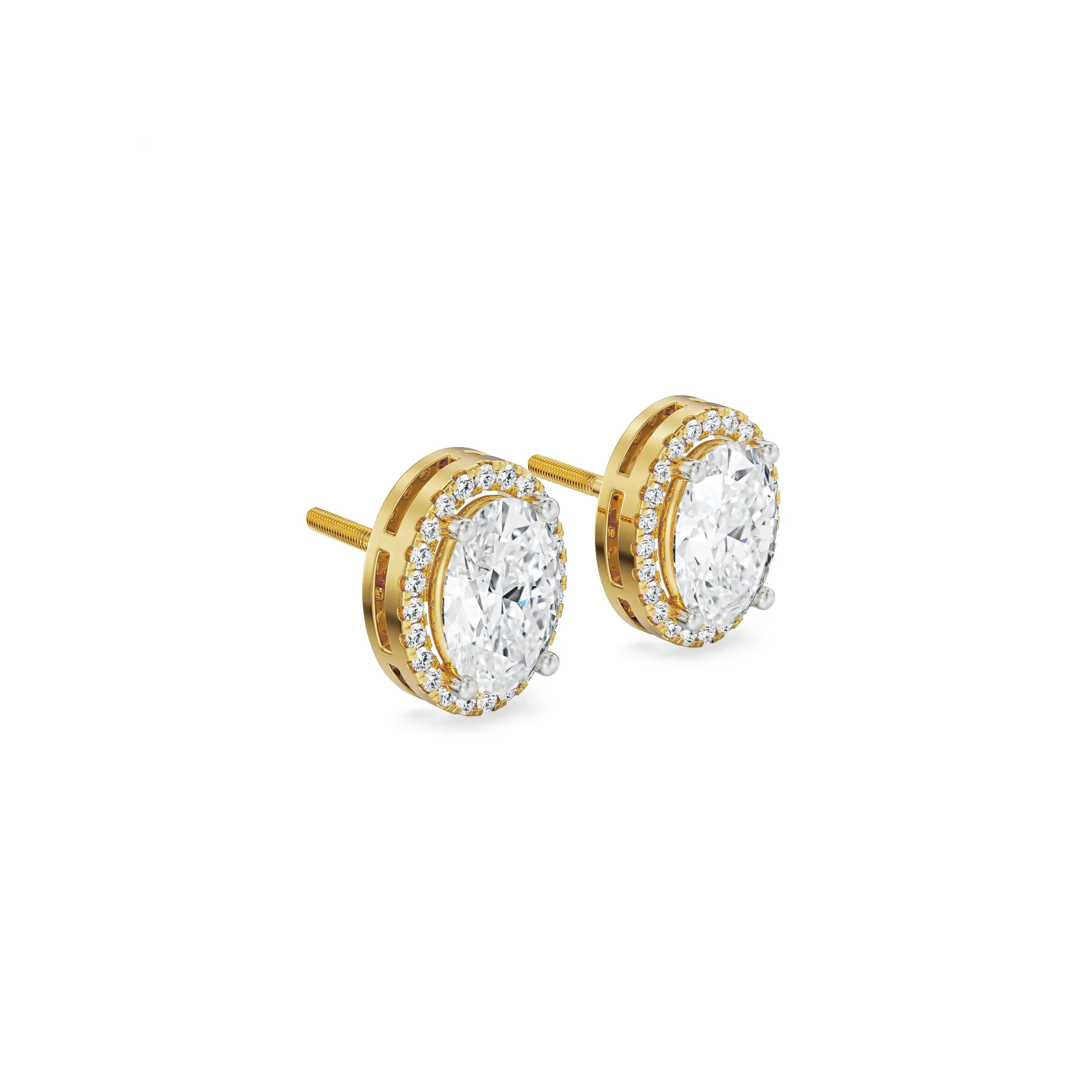 0.5 CT Celestial Halo Lab Grown Diamond Studs - side view