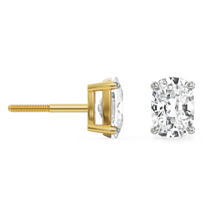 2 CT Enchanting Cushion Lab Grown Diamond Studs - perspective view