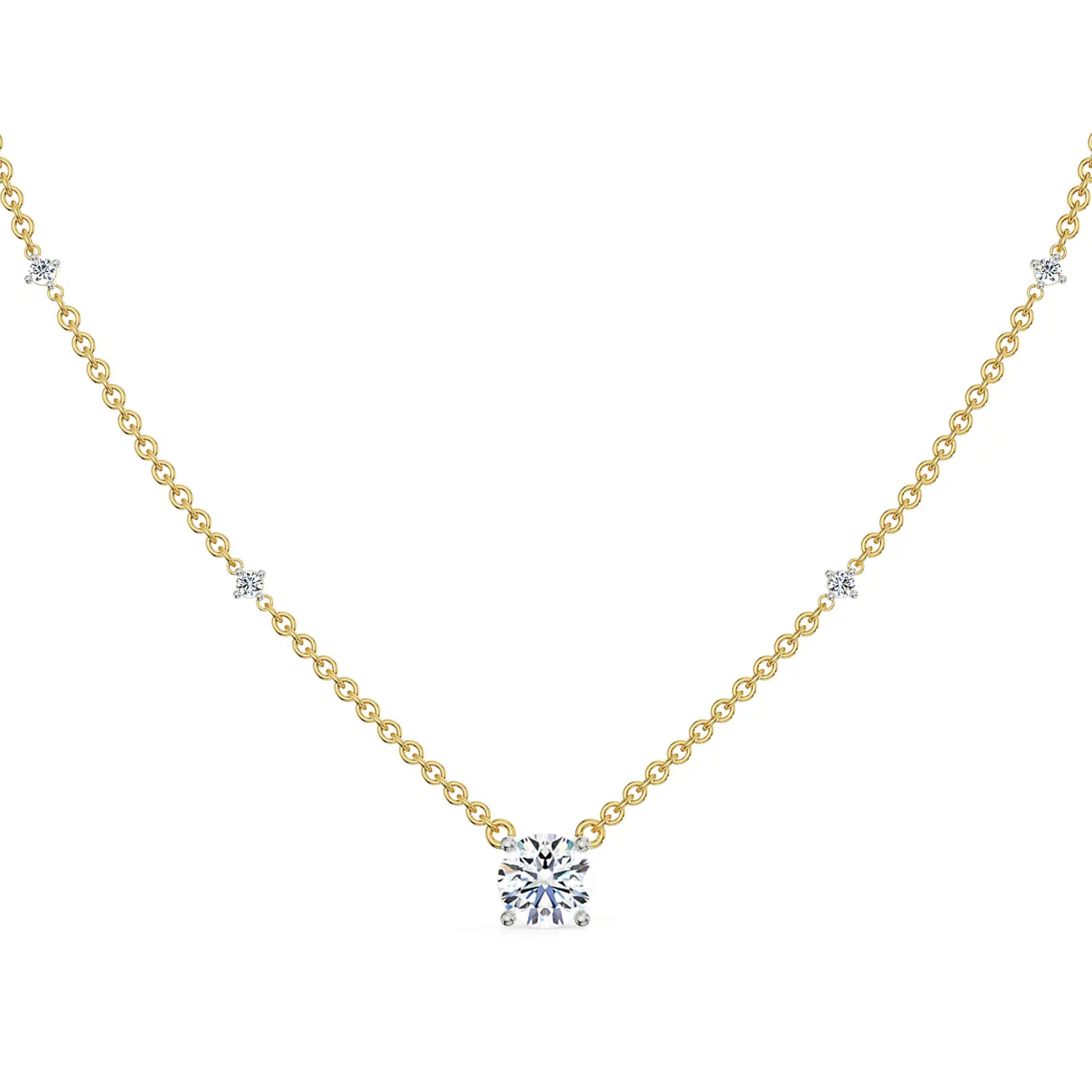 1 CT Solitaire Lab Grown Diamond Necklace - front view