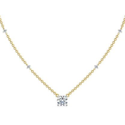 1 CT Solitaire Lab Grown Diamond Necklace - front view