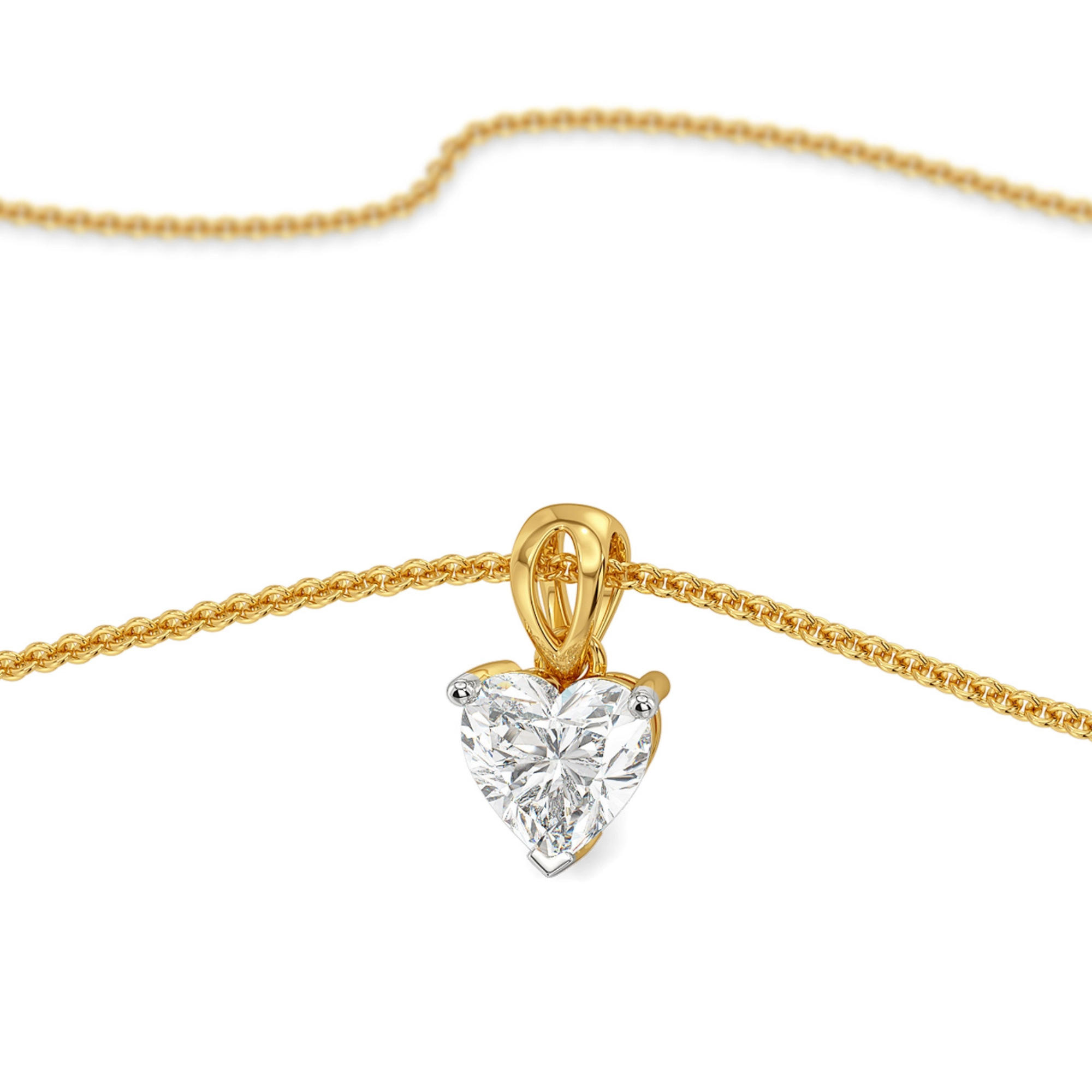 2 CT Heart Lab Grown Diamond Solitaire Pendant - perspective view