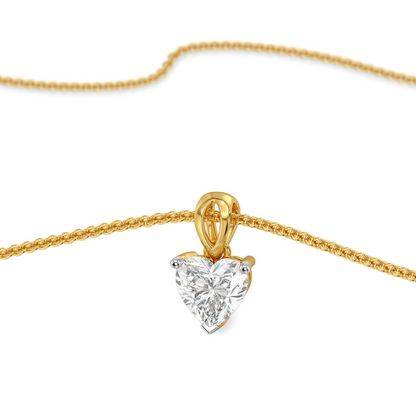 2 CT Heart Lab Grown Diamond Solitaire Pendant - perspective view