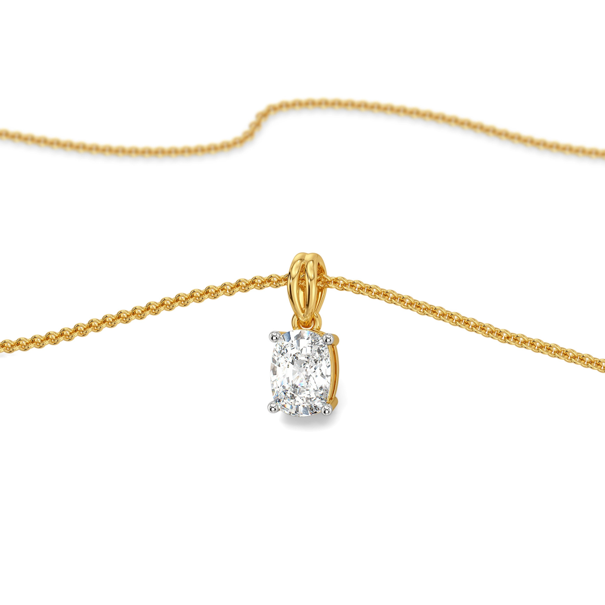 0.5 CT Cushion Lab Grown Diamond Solitaire Pendant - perspective view