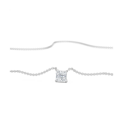 0.5 CT Princess Lab Grown Diamond Necklace - perspective view