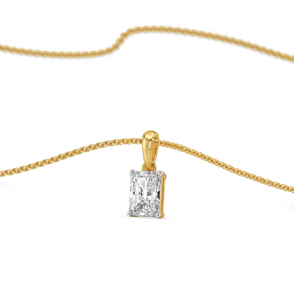 1.5 CT Radiant Lab Grown Diamond Solitaire Pendant - top view