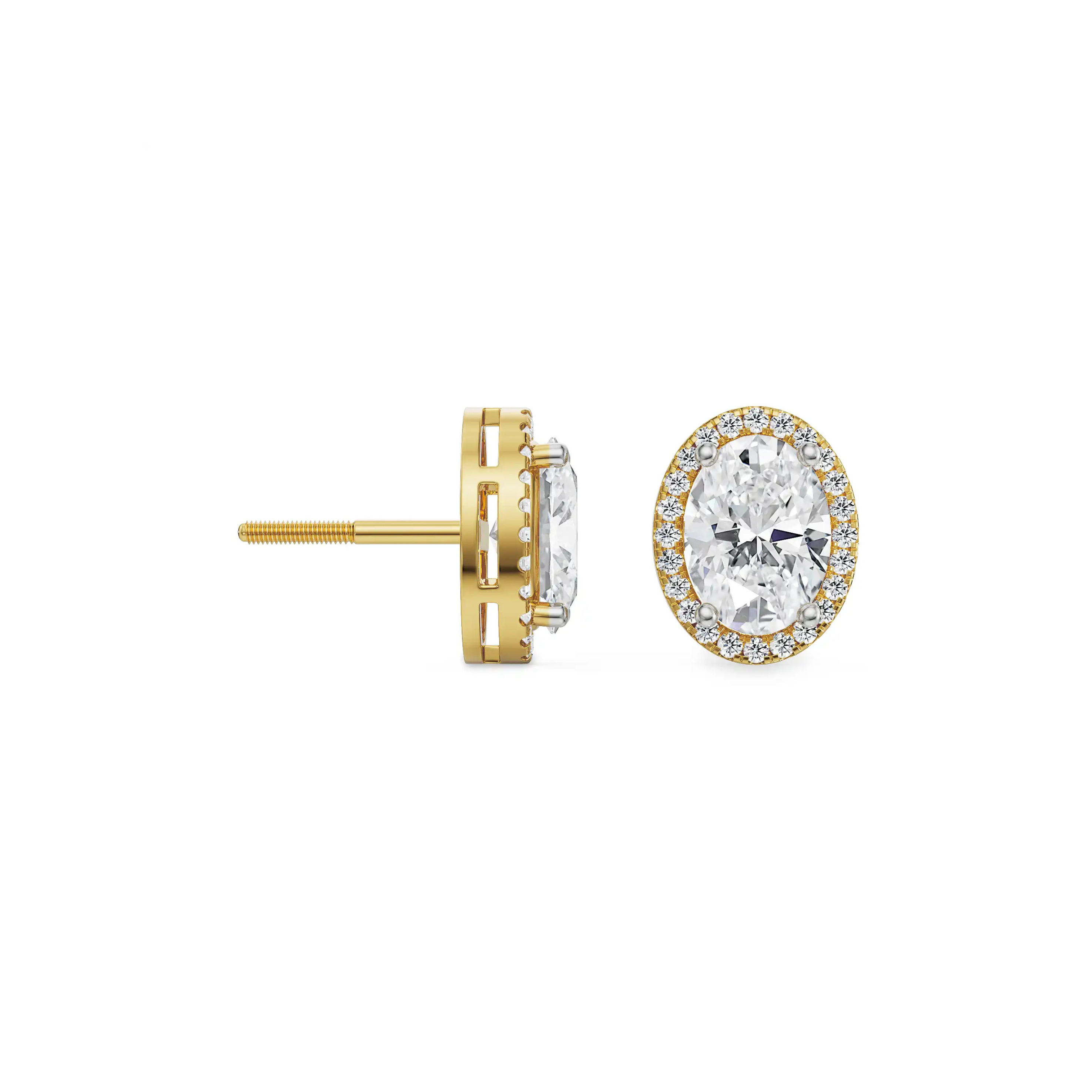 0.5 CT Celestial Halo Lab Grown Diamond Studs - perspective view