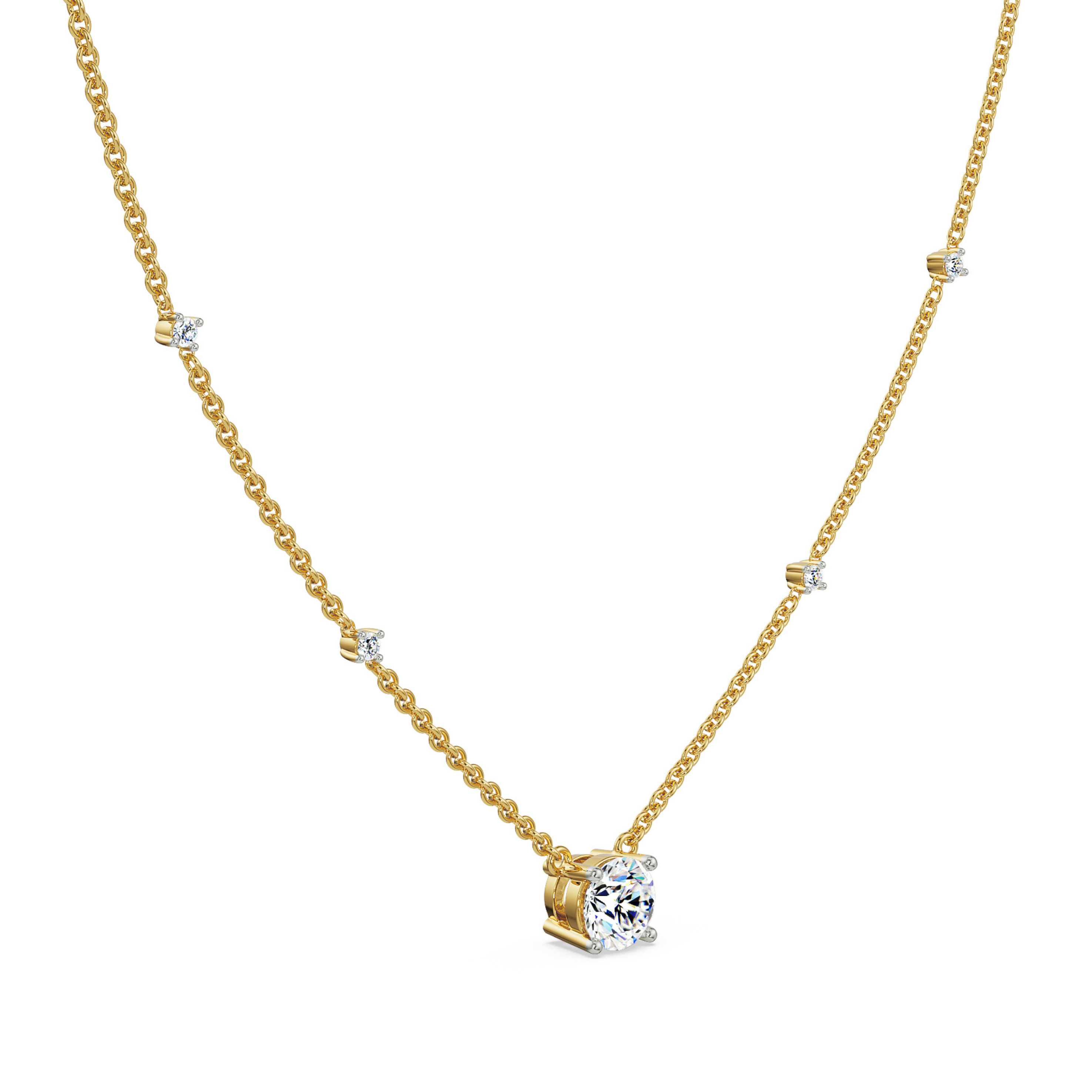 1 CT Solitaire Lab Grown Diamond Necklace - side view