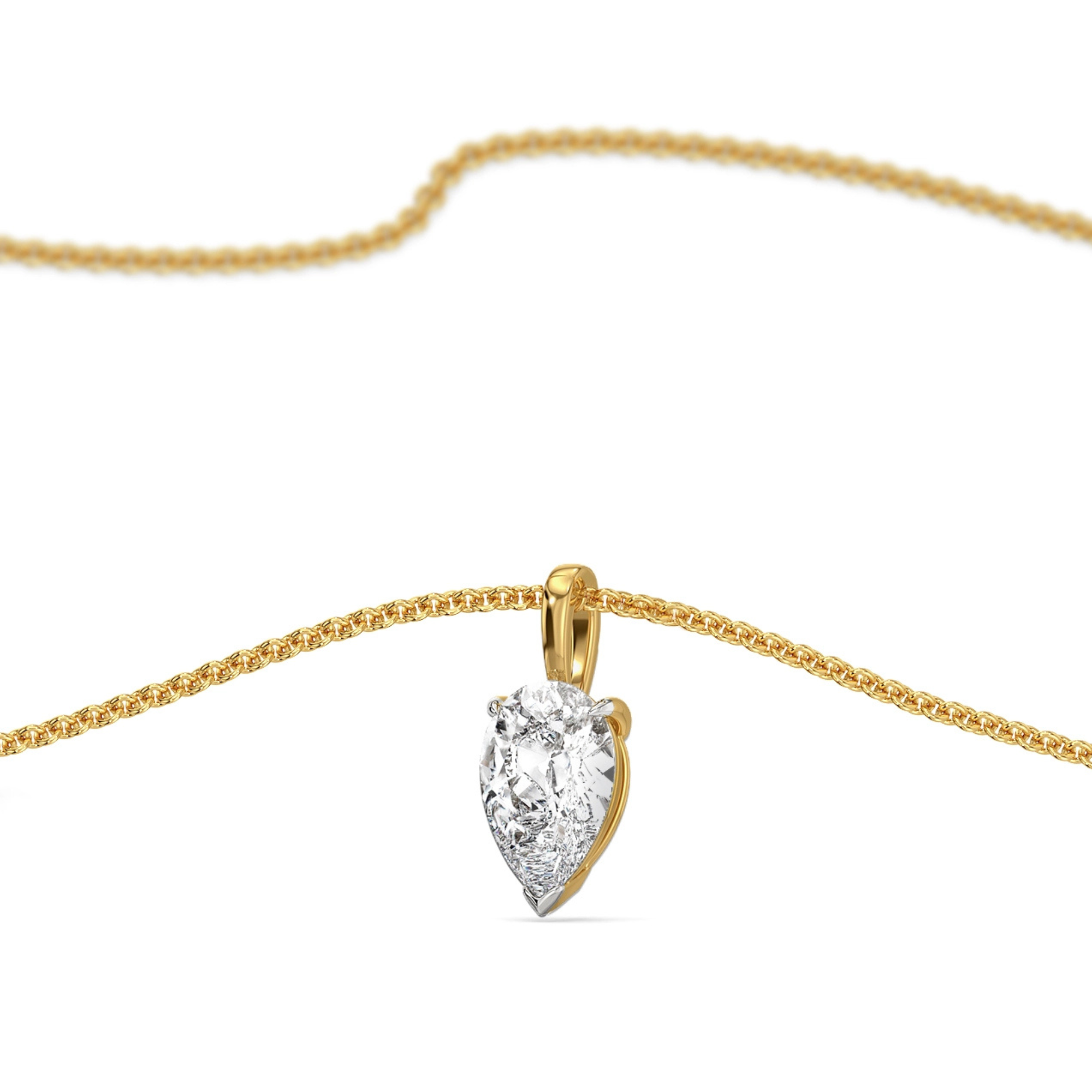 2 CT Dew Drop Lab Grown Diamond Solitaire Pendant - top view