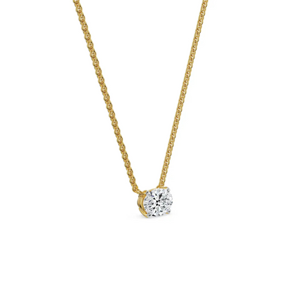 2 CT Oval Lab Grown Diamond Necklace - side view