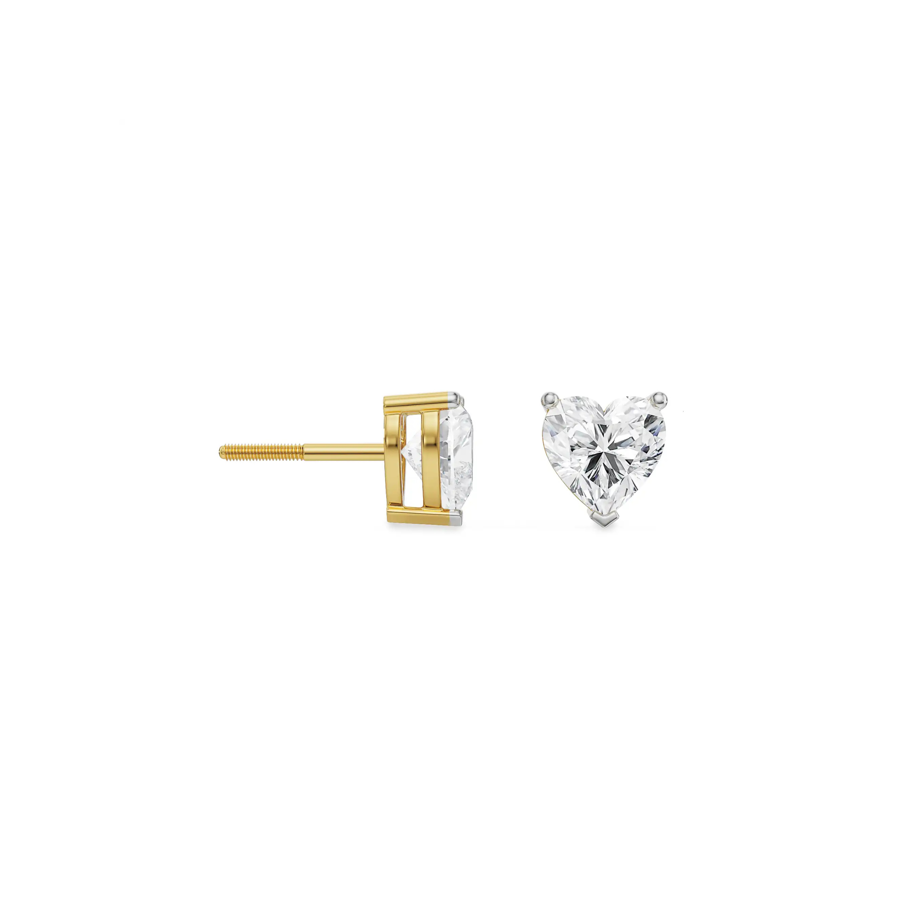 0.5 CT Sweetheart Lab Grown Diamond Studs - perspective view