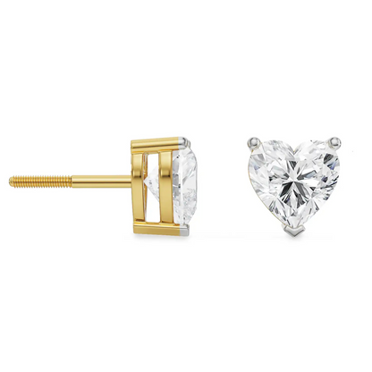 2 CT Sweetheart Lab Grown Diamond Studs - perspective view