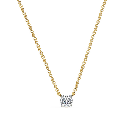 1 CT Lab Grown Diamond Solitaire Necklace - front view