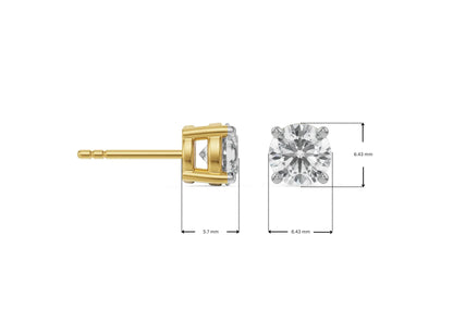 Dimension Guide for 1 CT Stunning Lab Grown Diamond Studs
