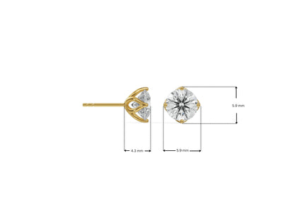 Dimension Guide for 0.5 CT Timeless Lab Grown Diamond Solitaire Studs