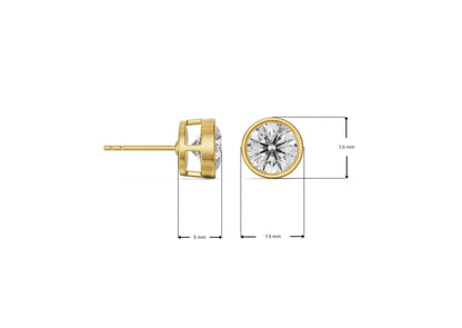 Dimension Guide for 1 CT Classic Bezel Lab Grown Diamond Solitaire Studs