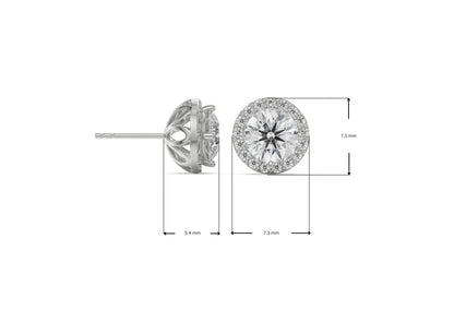 Dimension Guide for 0.5 CT Halo Lab Grown Diamond Solitaire Studs