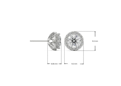 Dimension Guide for 1 CT Halo Lab Grown Diamond Solitaire Studs
