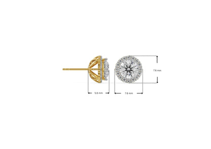 Dimension Guide for 0.5 CT Halo Round Lab Grown Diamond Solitaire Studs