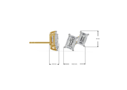 Dimension Guide for Duo Emerald Lab Grown Diamond Studs