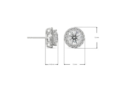 Dimension Guide for 0.5 CT Halo Lab Grown Diamond Solitaire Earrings