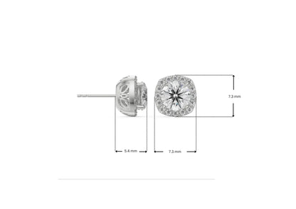 Dimension Guide For 0.5 CT Halo Cushion Cut Lab Grown Diamond Studs