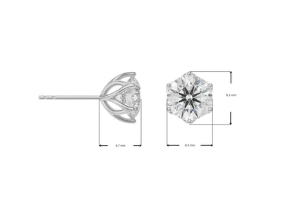 Dimension Guide for 2 CT Petal Lab Grown Diamond Solitaire Studs