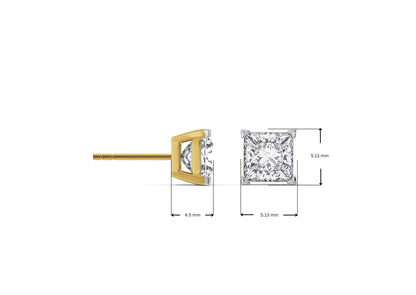 Dimension Guide for 0.5 CT Classic Square Lab Diamond Studs