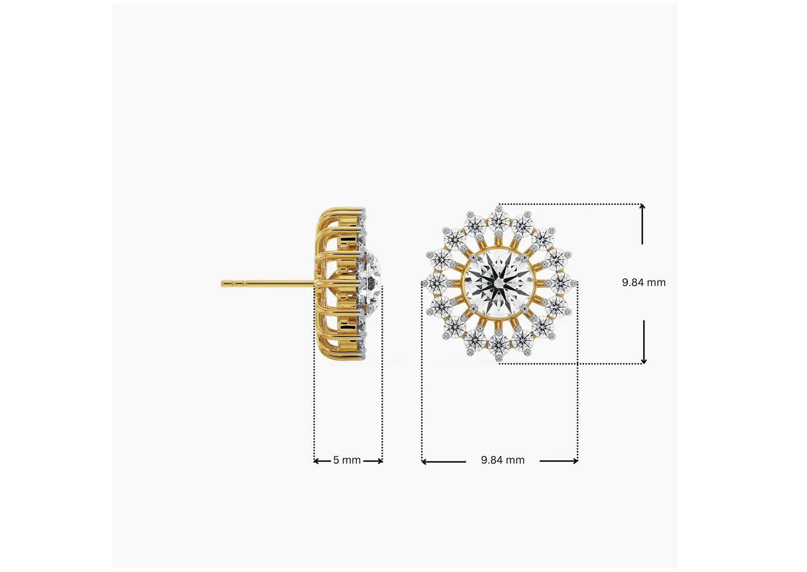 0.50 CT Chakra Detachable Lab Diamond Studs 9KT