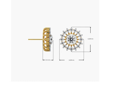 Dimension Guide for 1 CT Chakra Detachable Lab Diamond Studs