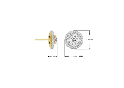 Dimension Guide for 0.25 CT Double Halo Detachable Lab Diamond Studs