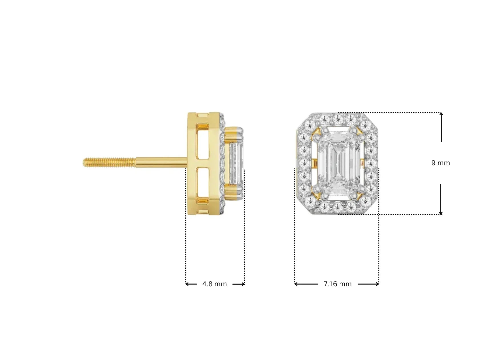 Shimmering Halo Emerald Lab Grown Diamond Earrings_in-stock