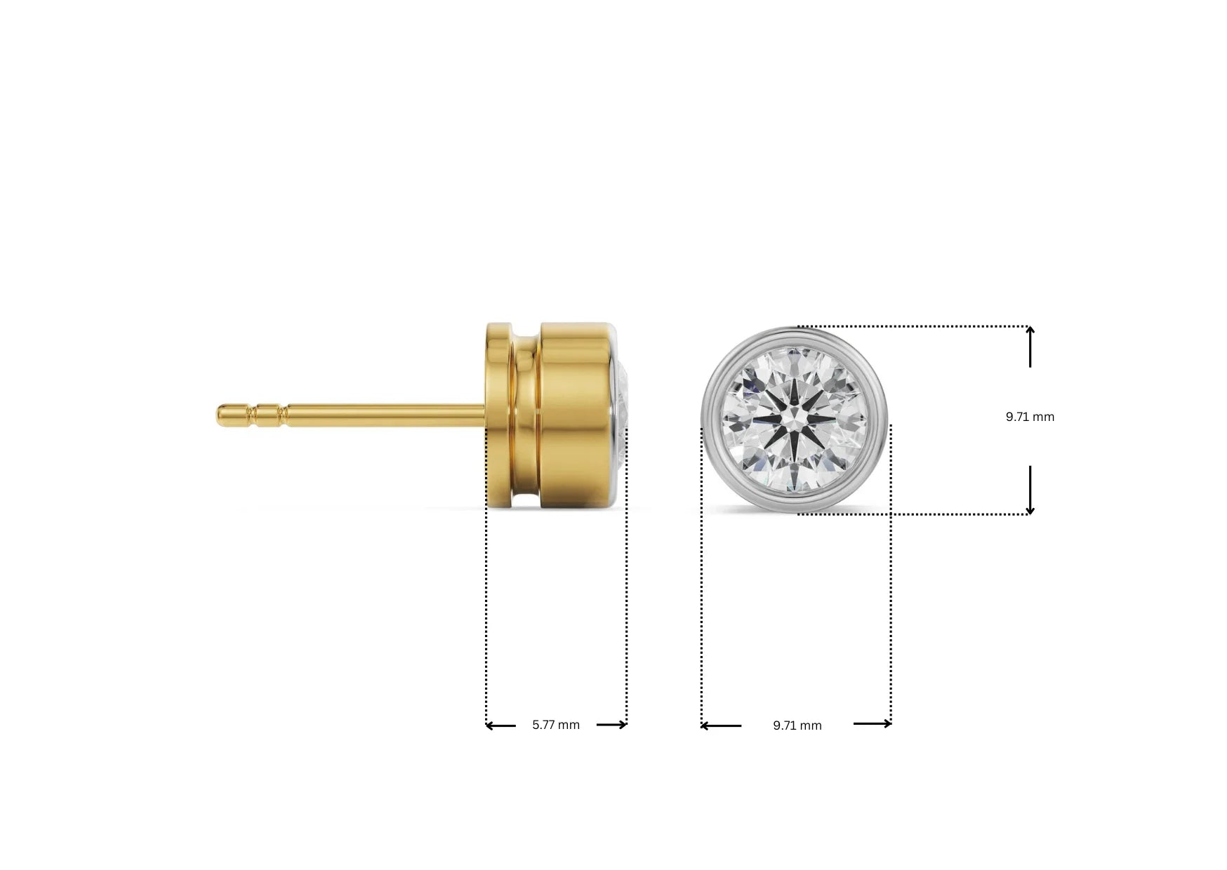 Dimension Guide for 1.5 CT Solid Round Lab Diamond Studs