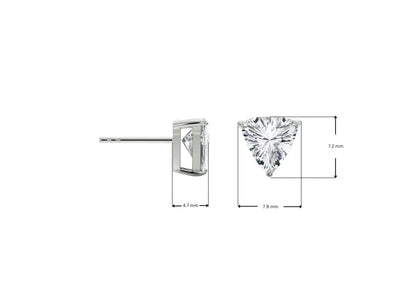 Dimension Guide for 1 CT Trillion Lab Grown Diamond Studs