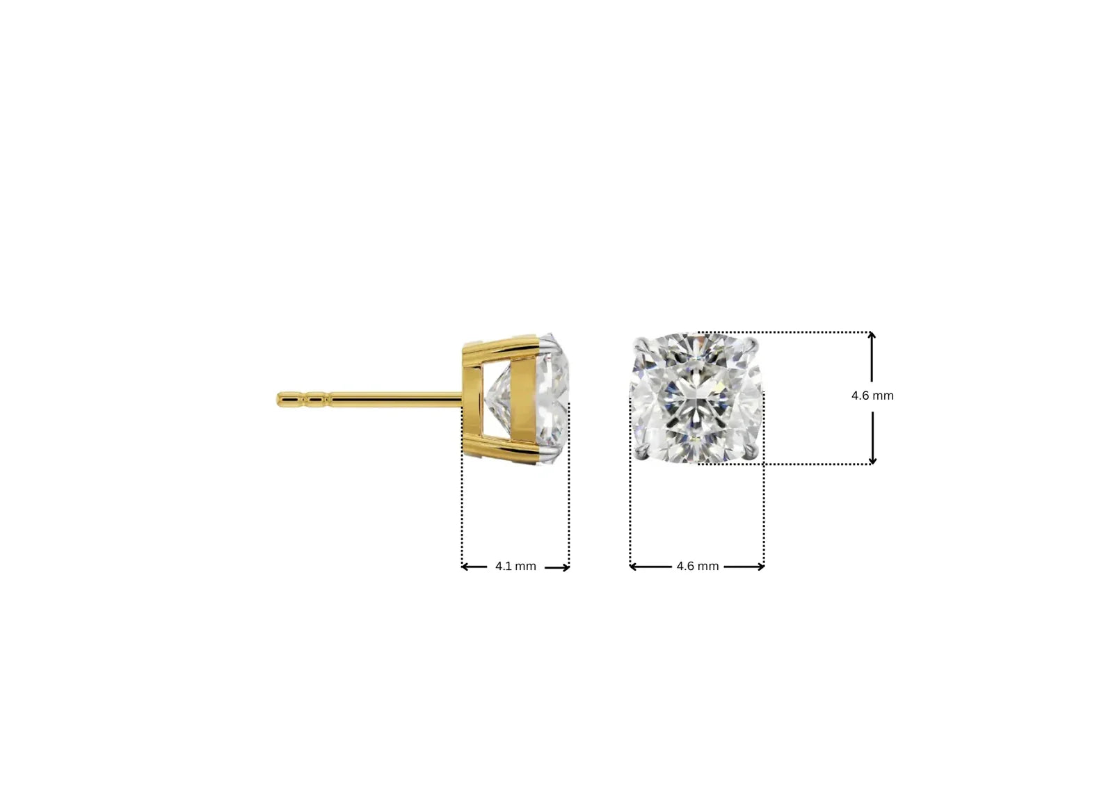 0.50 CT Cushion Lab Grown Diamond Studs 9KT