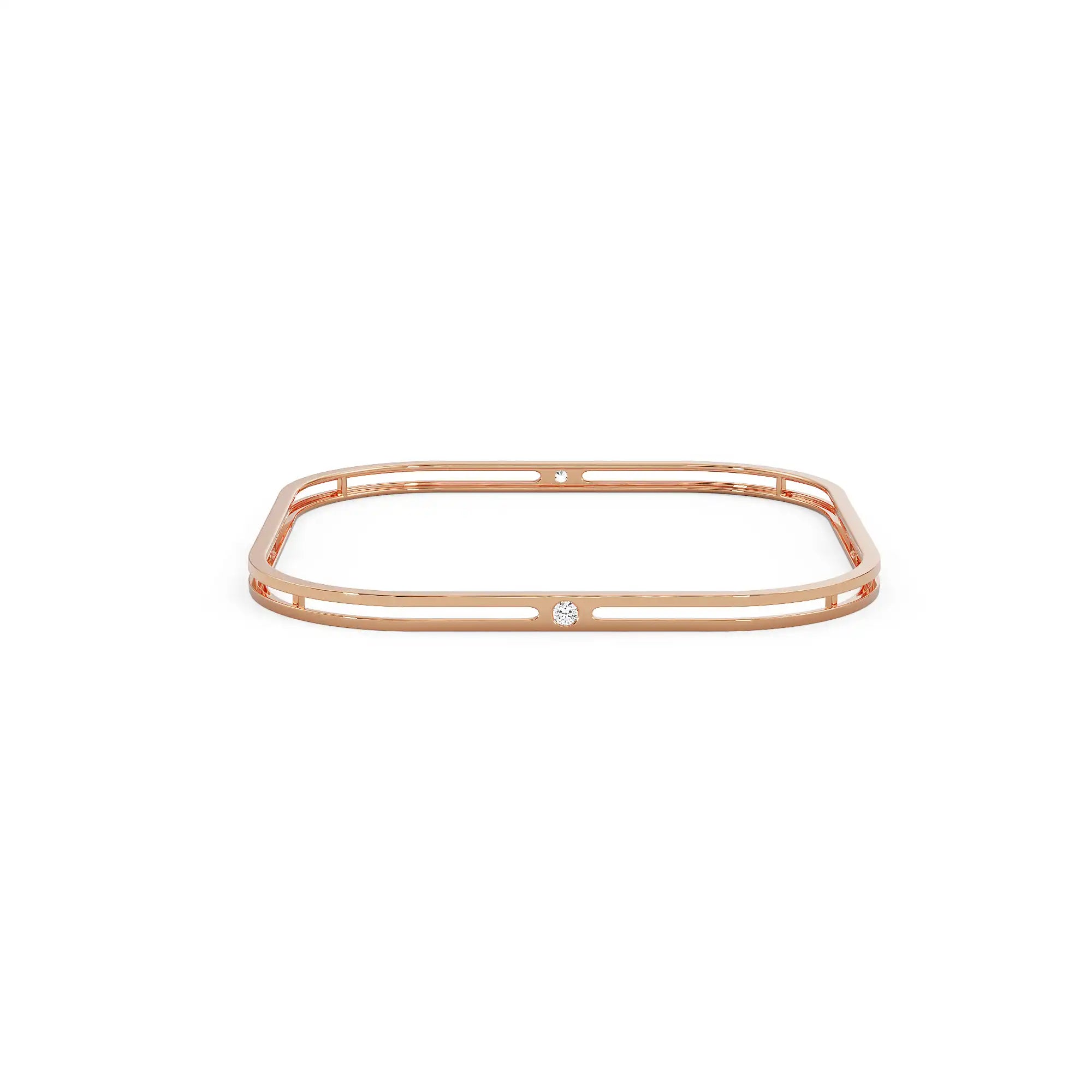 Soft Square Diamond Bangle front view in 9KT