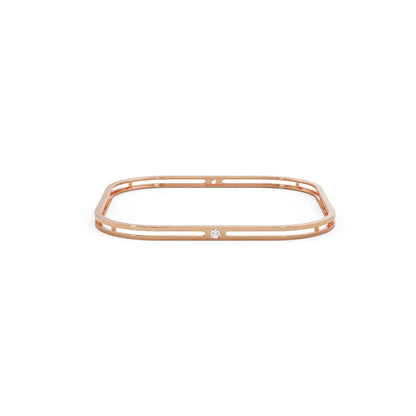 Soft Square Diamond Bangle front view in 9KT
