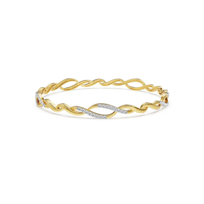 Radiant Swirl Lab Grown Diamond Bangle - front view in 9KT