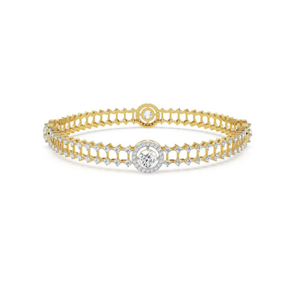 Royal Halo Lab Grown Diamond Bangle - front view in 9KT