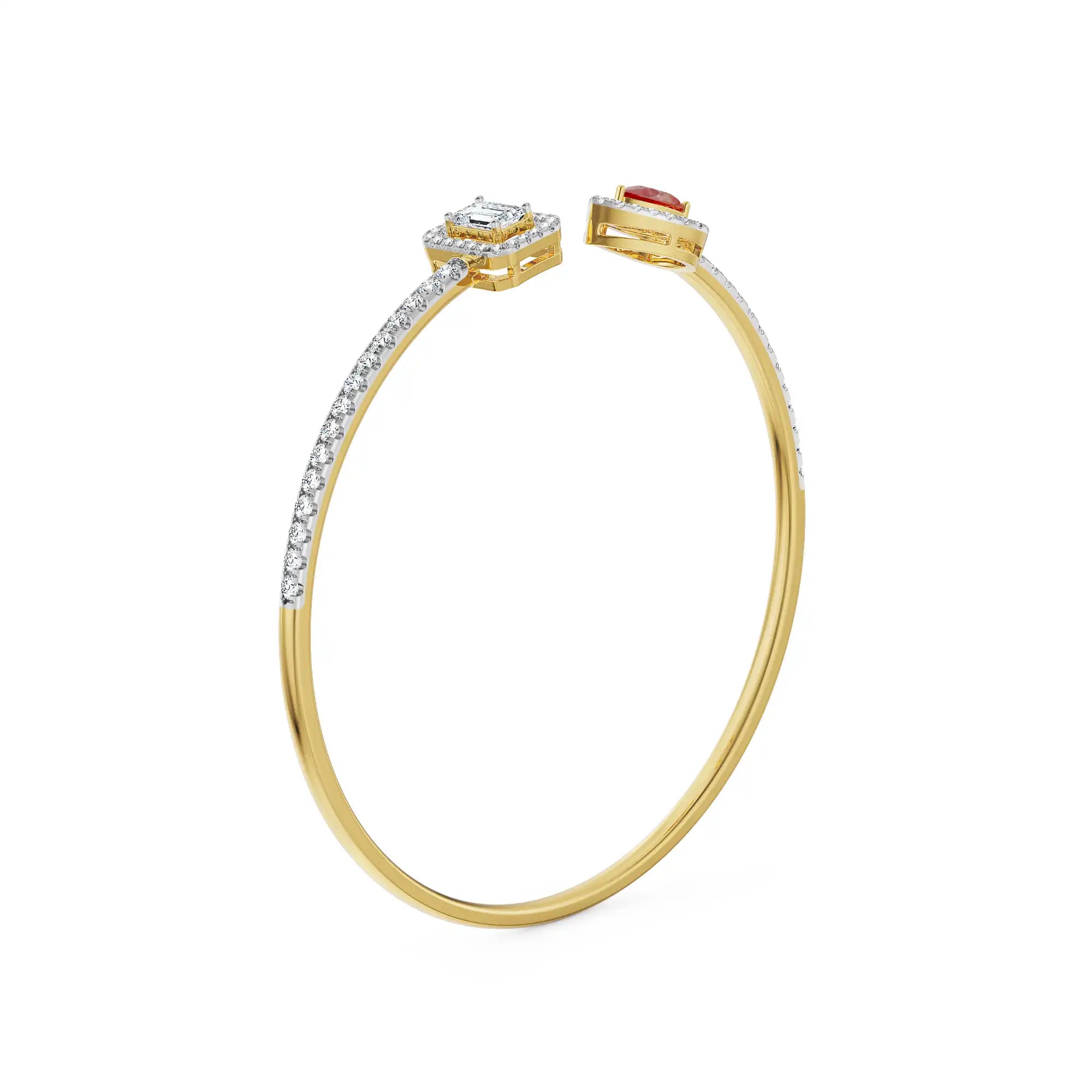 Arrowhead Ruby Lab Grown Diamond Bangle - top view