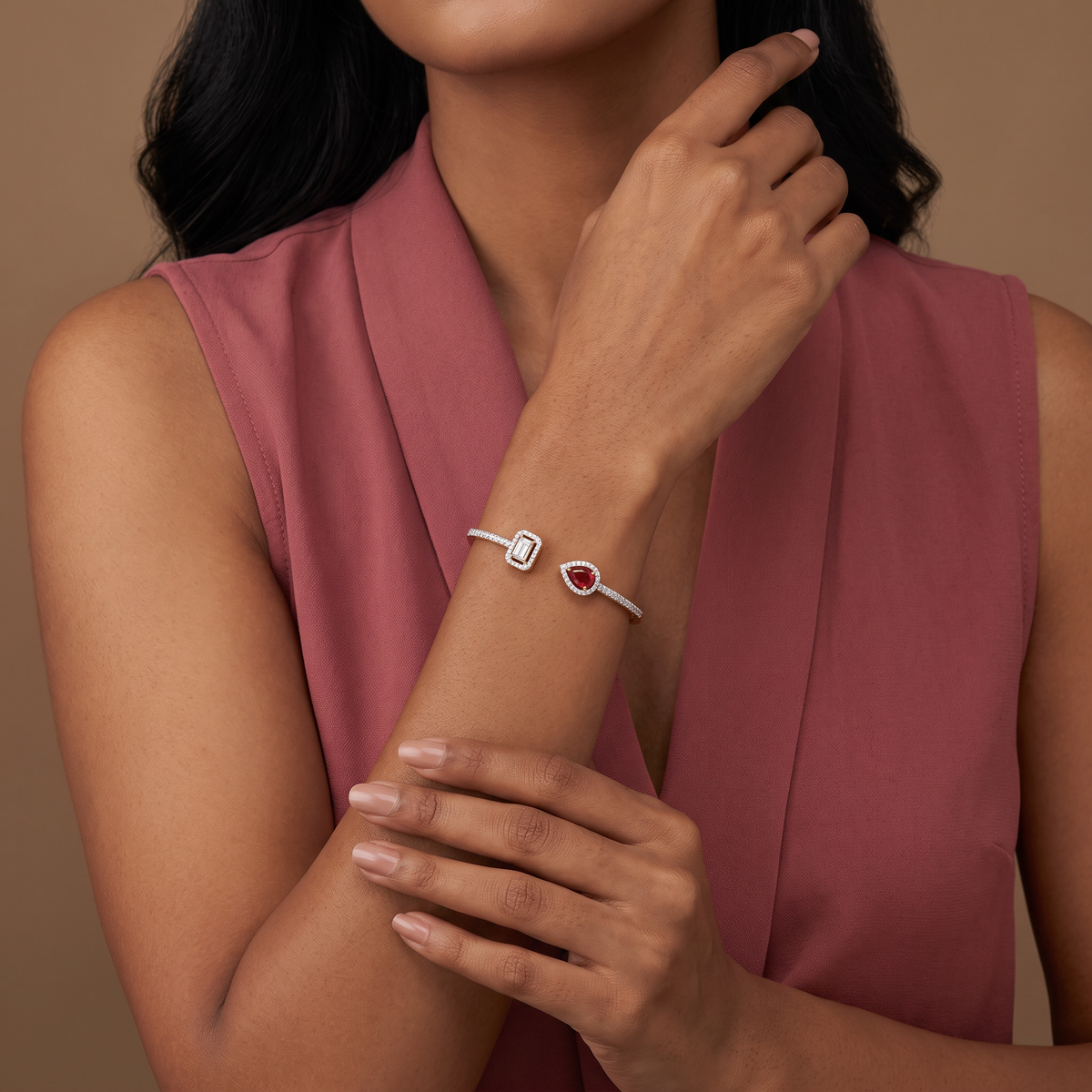 Arrowhead Ruby Lab Grown Diamond Bangle