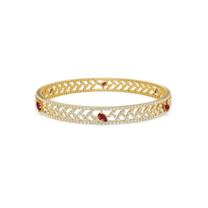 Delicate Ruby Lab Grown Diamond Bangle - front view in 9KT