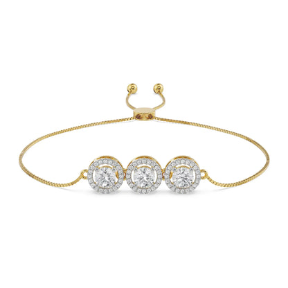 Elegant Trio Diamond Bracelet Front View in 9KT