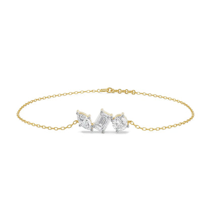 Three Stone Diamond Bracelet Front View