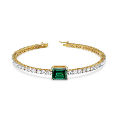 Emerald Tennis Lab Grown Diamond Bracelet 9KT