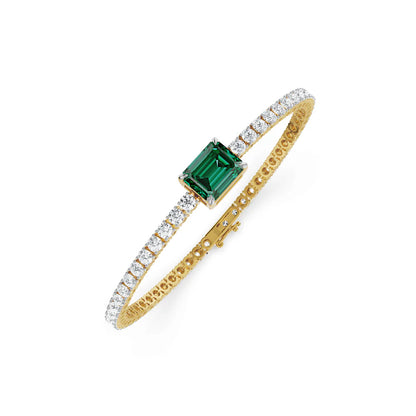 Emerald Tennis Lab Grown Diamond Bracelet 9KT