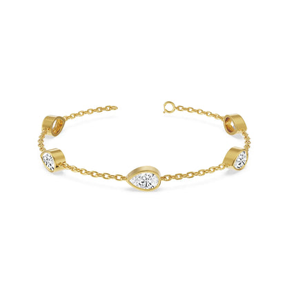 Pear Bezel Tennis Lab Grown Diamond Bracelet- Prospective view