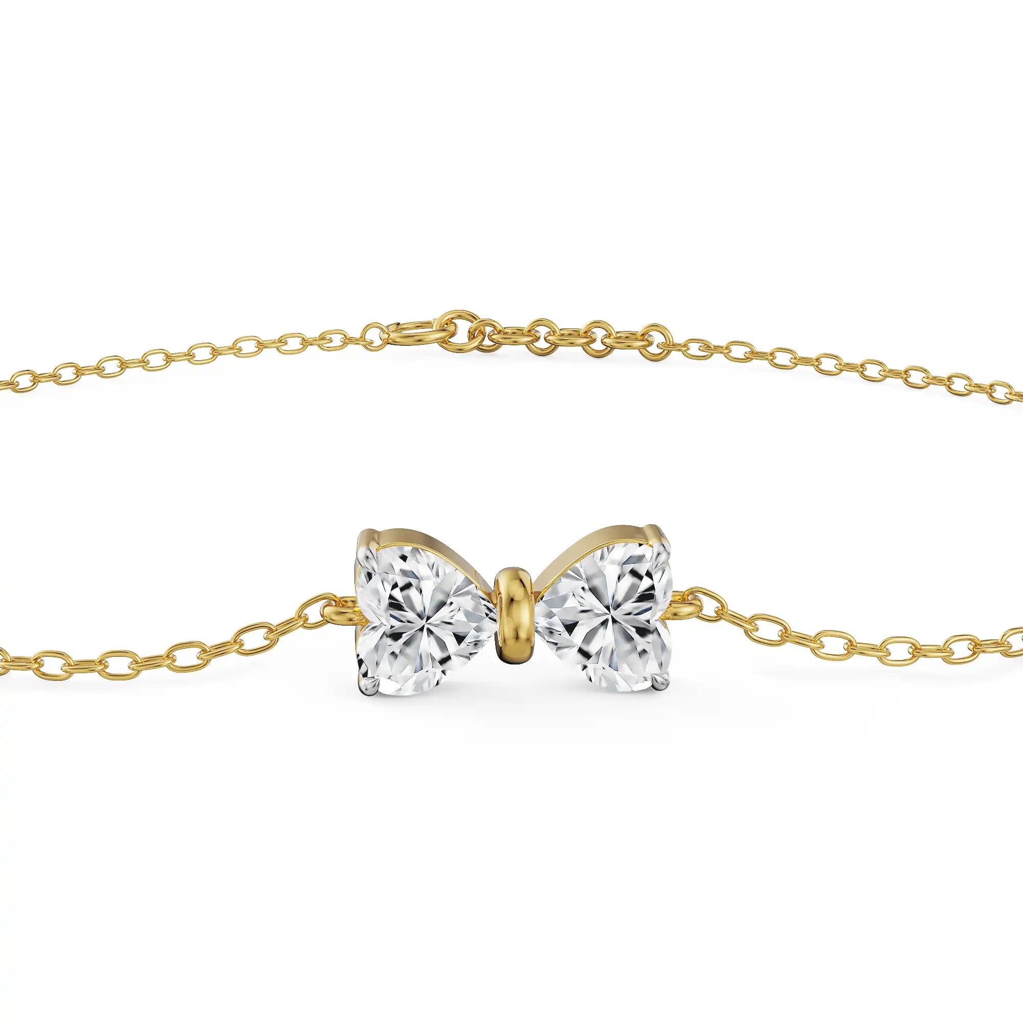 Beloved Bow Lab Grown Diamond Bracelet - front view in 9KT